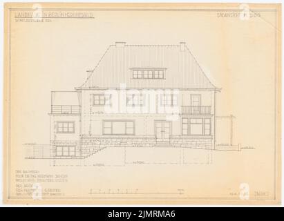 Jansen Hermann (1869-1945), Haus Jansen à Berlin-Grunewald (08/12/1935): RISS Gartenite 1:50. Crayon sur transparent, 46,4 x 63,6 cm (y compris les bords de balayage) Jansen Hermann (1869-1945): Haus Jansen, Berlin-Grunewald Banque D'Images