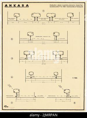 Jansen Hermann (1869-1945), plan de développement total Ankara (1928-1928): Sections transversales 1: 100. Encre sur transparent, 94 x 72,6 cm (y compris les bords de balayage) Jansen Hermann (1869-1945): Gesamtbebauungsplan Ankara Banque D'Images