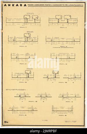 Jansen Hermann (1869-1945), plan de développement total Ankara (15 novembre 1928): Sections transversales 1: 100. Encre sur transparent, 112,4 x 76,6 cm (y compris les bords de balayage) Jansen Hermann (1869-1945): Gesamtbebauungsplan Ankara Banque D'Images