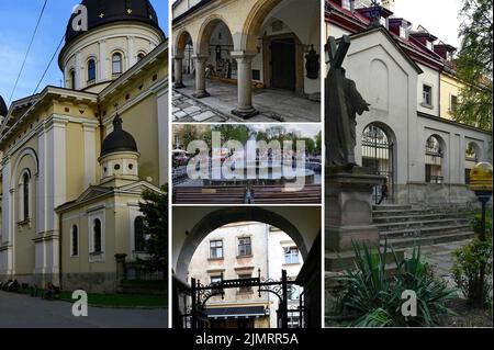 La jolie ville ukrainienne de Lviv avec ses églises et ses palais dans le petit centre historique, qui se réfèrent à des atmosphères suggestives et romantiques Banque D'Images