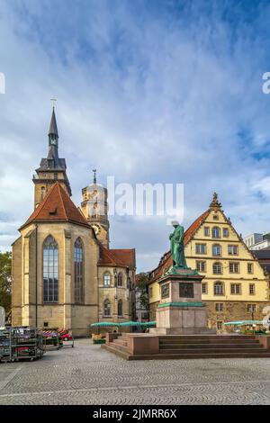 Place Schillerplatz, Stuttgart, Allemagne Banque D'Images