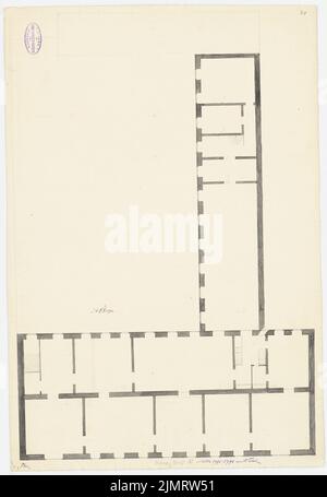 Titre Friedrich Wilhelm (1754-1840), Witwen-Kassen-Haus Behrenstraße 41, Berlin (1793-1794): Plan d'étage 2nd étage. Aquarelle crayon et encre sur papier, 60,7 x 41,8 cm (y compris les bords du scan) Titel Friedrich Wilhelm (1754-1840): Witwen-Kassen-Haus Behrenstraße 41, Berlin Banque D'Images