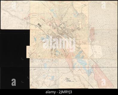 Jansen Hermann (1869-1945), plan de développement de Bamberg (1929-1929): Plan d'ensemble par carte cadastrale 1: 5000. Imprimer aquarelle sur papier, 143,7 x 188,6 cm (y compris les bords de numérisation) Jansen Hermann (1869-1945): Bebauungsplan Bamberg Banque D'Images