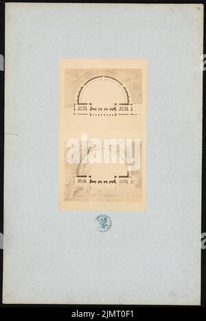 Artistes inconnus, dessins d'enregistrement de l'Acropole à Athènes (avant 1890): Plan d'étage dans un dessin de reconstruction de l'amphithéâtre sur l'Acropole à Athènes. Photo sur papier, 48,5 x 32,5 cm (y compris les bords de numérisation) N. : Akropolis, Athènes Banque D'Images