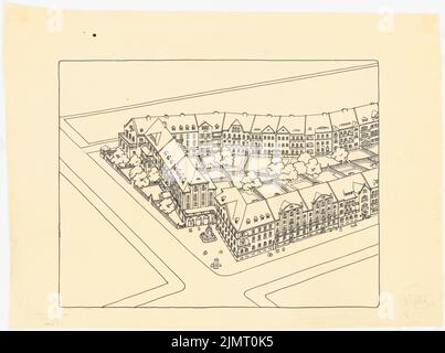 Jansen Hermann (1869-1945), plan de développement Schöneberger Südände, Berlin (15 décembre 1910): Perspective (spectacle d'oiseaux). Encre sur transparent, 52,1 x 70 cm (y compris les bords de balayage) Jansen Hermann (1869-1945): Bebauungsplan Schöneberger Südgelände, Berlin Banque D'Images