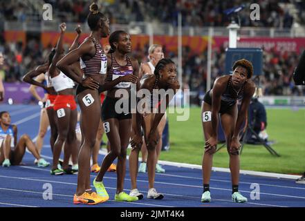 Birmingham, Royaume-Uni. 7th août 2022. L'équipe de relais féminine canadienne 4 x 400m s'en charge pendant le jour 10 des Jeux du Commonwealth au stade Alexander, à Birmingham. Crédit photo devrait se lire: Paul Terry crédit: Paul Terry photo/Alamy Live News Banque D'Images