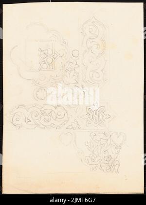 Diebitsch Carl von (1819-1869), ornementation (sans date) : détail. Crayon sur carton, 21,3 x 15,9 cm (y compris les bords de balayage) Diebitsch Carl von (1819-1869): Ornamentik Banque D'Images