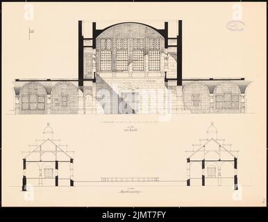 Wille Wilhelm (1877-1929), salle à boire (1896-1896) : coupures 1:50, 1:100. Encre sur carton, 48,9 x 62,9 cm (y compris les bords de numérisation) feuille Wilhelm (1877-1929): Trinkhalle Banque D'Images