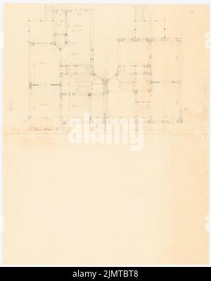 Baltzer Johannes (1862-1940), ROW House (1896): Plan d'étage rez-de-chaussée (deux) 1: 100, calcul. Crayon sur papier, 42,8 x 33,8 cm (y compris les bords de balayage) Baltzer Johannes (1862-1940): Reihenwohnhaus Banque D'Images