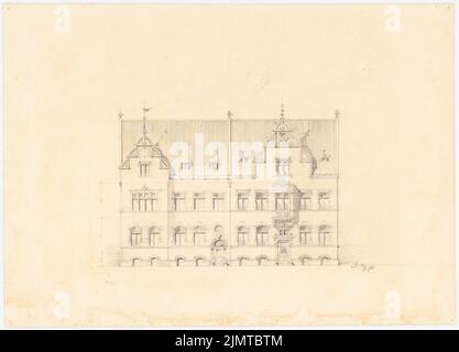 Baltzer Johannes (1862-1940), maison de rangée (14 juillet 1896) : façade principale supérieure. Crayon sur carton, 37,3 x 51,8 cm (y compris les bords de balayage) Baltzer Johannes (1862-1940): Reihenwohnhaus Banque D'Images