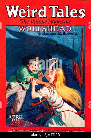 Couverture de Weird Tales, avril 1926, volume 7, numéro 4. Wolfshead, par Robert E. Howard. Couverture par E. M. Stevenson Banque D'Images