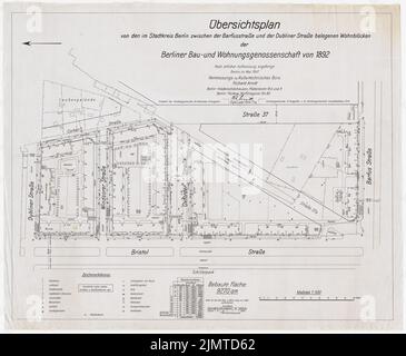 Taut Bruno (1880-1938), colonie Schillerpark à Berlin-Wedding (1947): Plan d'ensemble 1: 500. Encre sur lin, 77,9 x 94,9 cm (y compris les bords de balayage) Taut Bruno (1880-1938): Siedlung Schillerpark, Berlin-Wedding Banque D'Images