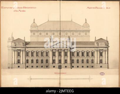 Boethke Julius (1864-1907), Université de musique. Concours Schinkel 1890 (1890): Vue latérale avant 1: 100. Tuche aquarelle sur la boîte, 74 x 100,8 cm (y compris les bords de balayage) Boethke Julius (1864-1907): Hochschule für Musik, Berlin. Schinkelwettbewerb 1890 Banque D'Images