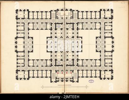 Boethke Julius (1864-1907), Université de musique. Concours Schinkel 1890 (1890): Plan d'étage inférieur rez-de-chaussée. Tuche aquarelle sur la boîte, 71,7 x 98,2 cm (y compris les bords de balayage) Boethke Julius (1864-1907): Hochschule für Musik, Berlin. Schinkelwettbewerb 1890 Banque D'Images