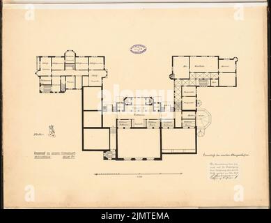 Hausmann Hans, sujet provincial. Concours Schinkel 1897 (1897): Plan d'étage deuxième étage 1: 200. Encre sur papier, 50,3 x 65,2 cm (y compris les bords) Hausmann Hans : Provinzial-Ständehaus. Schinkelwettbewerb 1897 Banque D'Images