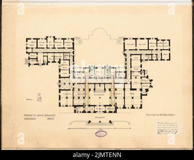 Hausmann Hans, sujet provincial. Concours Schinkel 1897 (1897): Grundriss base Floor 1: 200. Tusche aquarelle sur papier, 50,3 x 65 cm (y compris les bords) Hausmann Hans : Provincial-Ständehaus. Schinkelwettbewerb 1897 Banque D'Images