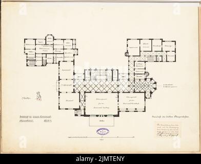 Hausmann Hans, sujet provincial. Concours Schinkel 1897 (1897): Plan d'étage premier étage 1: 200. Encre sur carton, 48,9 x 64 cm (y compris les bords) Hausmann Hans : Provinzial-Ständehaus. Schinkelwettbewerb 1897 Banque D'Images