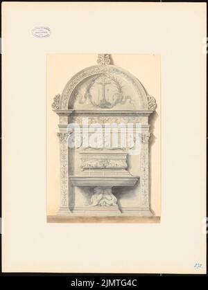 Oscar d'été (1840-1894), fontaine murale (sans date): Vue. Crayon aquarelle sur papier, sur carton, 64,8 x 48,7 cm (y compris les bords de balayage) Sommer Oscar (1840-1894): Wandbrunnen Banque D'Images