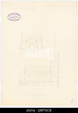 Stein Theodor August (1802-1876), Église de Reitwein (sans dat.): Section longitudinale, section transversale. Crayon aquarelle sur papier, 36,5 x 26,6 cm (y compris les bords de numérisation) Stein Theodor août (1802-1876): Kirche, Reitwein Banque D'Images