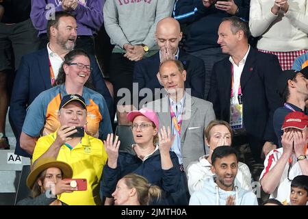 Prince Edward, comte de Wessex, regarde le match de la médaille d'or entre le Canada et l'Australie au Smithfield le dixième jour des Jeux du Commonwealth de 2022 à Birmingham. Date de la photo: Dimanche 7 août 2022. Banque D'Images