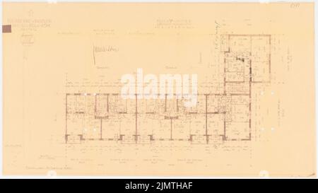 Zimmreimer Paul, localité Attilahöhe, Berlin-Tempelhof (1929-1929): Arnulfstraße 69-71: Grundriss. Crayon sur papier, 40,2 x 71,5 cm (y compris les bords de balayage) Zimmerreimer Paul (1875-1943): Siedlung Attilahöhe, Berlin-Tempelhof Banque D'Images