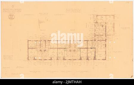 Zimmreimer Paul, localité Attilahöhe, Berlin-Tempelhof (1929-1929): Arnulfstraße 69-71: Grundriss EG. Crayon sur papier, 42 x 71,2 cm (y compris les bords de balayage) Zimmerreimer Paul (1875-1943): Siedlung Attilahöhe, Berlin-Tempelhof Banque D'Images