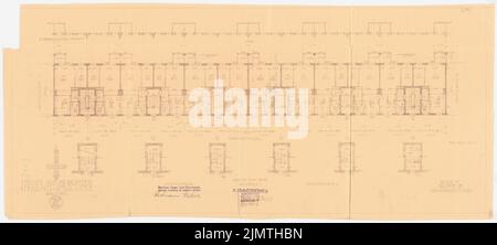 Zimmreimer Paul, localité Attilahöhe, Berlin-Tempelhof (1929-1929): Totilastraße 7-17: Plan d'étage OG. Crayon de couleur sur une rupture de papier, 42,3 x 94,3 cm (y compris les bords de balayage) Zimmerreimer Paul (1875-1943): Siedlung Attilahöhe, Berlin-Tempelhof Banque D'Images