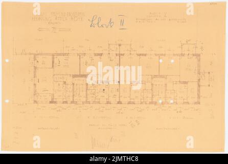 Zimmreimer Paul, localité Attilahöhe, Berlin-Tempelhof (1929-1929): Wittekindstraße 77-79: Grundriss EG. Crayon sur papier, 30,4 x 45,2 cm (y compris les bords de balayage) Zimmerreimer Paul (1875-1943): Siedlung Attilahöhe, Berlin-Tempelhof Banque D'Images