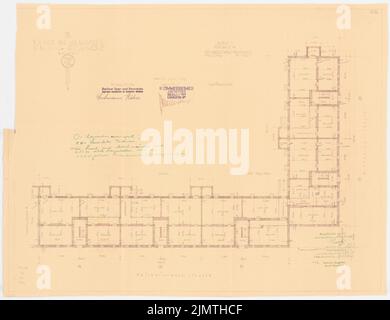 Zimmreimer Paul, Attilahöhe, Berlin-Tempelhof (1929-1929): Totilastraße 63-67, Wittekindstraße 77-79: Grundriss KG. Encre colorée, sur une rupture sur papier, 58,3 x 75,9 cm (y compris les bords de numérisation) Zimmerreimer Paul (1875-1943): Siedlung Attilahöhe, Berlin-Tempelhof Banque D'Images