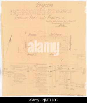 Zimmerreimer Paul, localité Attilahöhe, Berlin-Tempelhof (1929): Manteuffelstraße, Arnulfstraße, Totilastraße: Plan du site. Crayon sur papier, 93,9 x 84,5 cm (y compris les bords de balayage) Zimmerreimer Paul (1875-1943): Siedlung Attilahöhe, Berlin-Tempelhof Banque D'Images