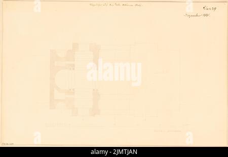 Architecte inconnu, but de victoire sur Belle-Alliance-Platz (Hallesches Tor) à Berlin. Compétition mensuelle décembre 1871 (12,1871): Plan d'étage; barre d'échelle. Aquarelle crayon sur la boîte, 32 x 49,7 cm (y compris les bords de numérisation) N. : Siegestor auf dem Belle-Alliance-Platz (Hallesches Tor), Berlin-Kreuzberg. Monatskonkurrenz Dezember 1871 Banque D'Images