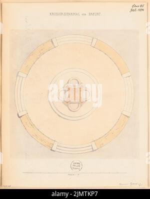 Architecte inconnu, tombé à Erfurt. Compétition mensuelle juillet 1874 (07,1874): Plan d'étage; barre d'échelle. Tuche aquarelle sur la boîte, 54,7 x 43,4 cm (y compris les bords de numérisation) N.N. : Gefallenendenkmal, Erfurt. Monatskonkurrenz Juli 1874 Banque D'Images