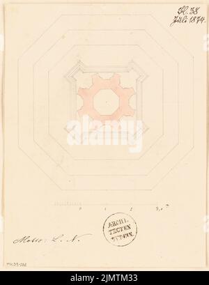 Architecte inconnu, tombé à Erfurt. Compétition mensuelle juillet 1874 (07,1874): Plan d'étage; barre d'échelle. Aquarelle crayon sur la boîte, 26,5 x 20,5 cm (y compris les bords de numérisation) N. : Gefallenendenkmal, Erfurt. Monatskonkurrenz Juli 1874 Banque D'Images