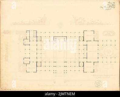 Wolff Fritz (1847-1921), Schützenhaus. Compétition mensuelle du 1876 mai (05,1876) : plan d'étage ; barre d'échelle. Crayon aquarelle sur papier, 43,3 x 57 cm (y compris les bords de balayage) Wolff Fritz (1847-1921): Schützenhaus. Monatskonkurrenz Mai 1876 Banque D'Images