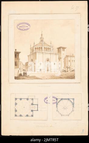 Strack Heinrich (1841-1912), S. Maria dans Busto Arsizio (sans dat.): 2 plans d'étage, vue perspective. Encre, aquarelle crayon sur la boîte, 45,9 x 29,9 cm (y compris les bords de balayage) Strack Heinrich (1841-1912): S. Maria dans Busto Arsizio Banque D'Images