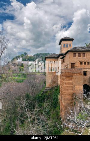 Tour des dames dans le palais de l'Alhambra, Grenade, Espagne Banque D'Images