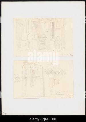 Stüler août (1800-1865), église à Bärwalde (9 juin 1858): Détails. Crayon sur papier, 31,7 x 23,5 cm (y compris les bords de balayage) Stüler Friedrich August (1800-1865): Kirche, Bärwalde/Neumark Banque D'Images