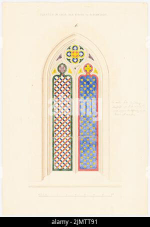 Stüler août (1800-1865), Eglise de Schirwindt (env 1845): Fenêtre Chor. Encre, crayon aquarelle sur papier, 46,1 x 31,9 cm (y compris les bords de numérisation) Stüler Friedrich August (1800-1865): Kirche, Schirwil Banque D'Images