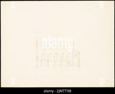 Stüler août (1800-1865), église à Friedewalde (env 1847) : section longitudinale. Tuche aquarelle sur la boîte, 46,4 x 60,4 cm (y compris les bords de balayage) Stüler Friedrich August (1800-1865): Kirche, Friedewalde Banque D'Images