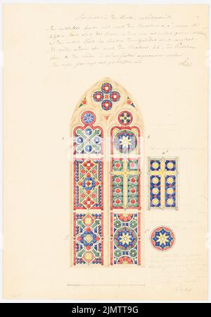 Stüler août (1800-1865), Eglise de Schirwindt (env 1845): Fenêtre Chor. Encre, crayon aquarelle sur papier, 46,5 x 32,3 cm (y compris les bords de numérisation) Stüler Friedrich August (1800-1865): Kirche, Schirwil Banque D'Images