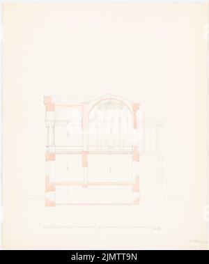 Stüler août (1800-1865), bâtiment (02/1858): Section transversale. Tuche aquarelle sur la boîte, 56,3 x 47,1 cm (y compris les bords de balayage) Stüler Friedrich August (1800-1865): Gebäude Banque D'Images