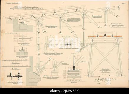 Blum Otto, chemin de fer de montagne silésien (1 avril 1900): Fer Talbrücke. Coupures, détails 1:10. Encre, aquarelle couleur encre sur la boîte, 46,3 x 67,5 cm (y compris les bords de balayage) Blum Otto : Schlesische Gebirgsbahn. Schinkelwettbewerb 1900 Banque D'Images