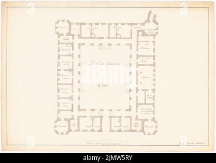 Rinaldi Antonio (1709-1794), Château de Gatschina (env 1766): plan d'étage de l'aile de la cuisine de l'aile gauche, barre d'échelle. Tusche aquarelle sur papier, 51 x 72,2 cm (y compris les bords de balayage) Rinaldi Antonio (1709-1794): Schloss Gattichina Banque D'Images