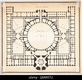 Velten Jurij Matwejewitsch (1730-1801), Académie des Arts de Saint-Pétersbourg (ca.1775): Plan d'étage sous-sol. Encre, crayon sur papier, 64,3 x 70,8 cm (y compris les bords) Velten Jurij Matwejewitsch (1730-1801): Akademie der Künste Saint-Pétersbourg Banque D'Images