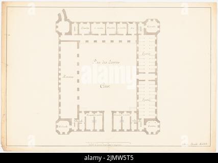 Rinaldi Antonio (1709-1794), Château de Gatschina (env 1766): plan d'étage des écuries de l'aile droite, barre d'échelle. Tusche aquarelle sur papier, 50,6 x 72 cm (y compris les bords de balayage) Rinaldi Antonio (1709-1794): Schloss Gattichina Banque D'Images