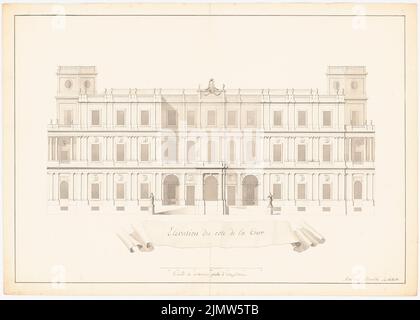 Rinaldi Antonio (1709-1794), Château de Gatschina (env 1766) : vue de la façade du bâtiment central depuis la Cour d'honneur. Tusche aquarelle sur papier, 51,3 x 71,7 cm (y compris les bords de balayage) Rinaldi Antonio (1709-1794): Schloss Gattichina Banque D'Images