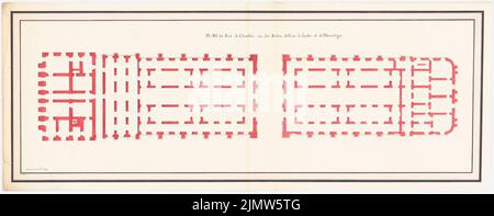 Velten Jurij Matwejewitsch (1730-1801), palais d'hiver avec petit ermitage et jardin, salle d'équitation et écuries à Saint-Pétersbourg (env 1765): plan d'étage rez-de-chaussée, barre d'échelle. Tusche aquarelle sur papier, 50,9 x 129,3 cm (y compris les bords) Velten Jurij Matwejewitsch (1730-1801): Winterpalast mit Kleiner Eremerhof und Garten, Reithalle und Stallungen, Saint-Pétersbourg Banque D'Images