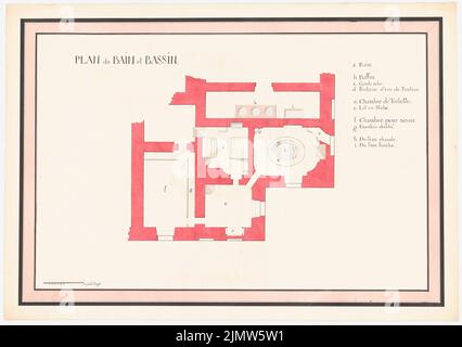 Velten Jurij Matwejewitsch (1730-1801), Bad l'impératrice au Palais d'hiver de Saint-Pétersbourg (env 1765): plan d'étage de la baignoire et du bassin, barre d'échelle. Tusche aquarelle sur papier, 51,1 x 72,6 cm (y compris les bords de balayage) Velten Jurij Matwejewitsch (1730-1801): Bad der Kaiserin im Winterpalast Saint-Pétersbourg Banque D'Images