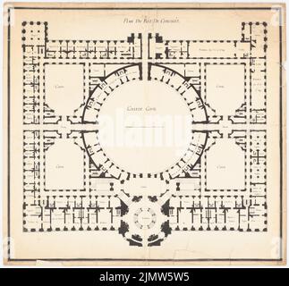 Velten Jurij Matwejewitsch (1730-1801), Académie des Arts de Saint-Pétersbourg (env 1775): plan d'étage rez-de-chaussée. Encre sur papier, 65,3 x 70,4 cm (y compris les bords) Velten Jurij Matwejewitsch (1730-1801): Akademie der Künste Saint-Pétersbourg Banque D'Images