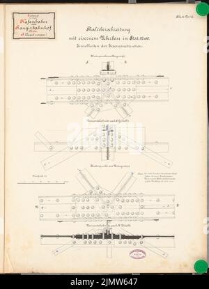 Paul Wilhelm (1862-1924), chemin de fer portuaire avec cour de triage. Concours Schinkel 1889 (1889): Viaduct. Transporteurs: Vues, coupes 1: 5. Encre, encre colorée sur carton, 68,8 x 52,3 cm (y compris les bords du scan) Paul Wilhelm (1862-1924): Hafenbahn mit Rangierbahnhof. Schinkelwettbewerb 1889 Banque D'Images